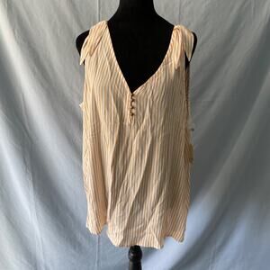 a.n.a. A New Approach Tank Top Blouse Womens Petite XL Yellow Striped V Neck NWT